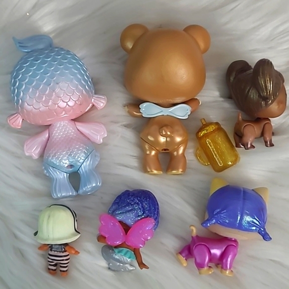 L.O.L. Surprise! Mini Doll Toy Lot Six Pieces Glitter Dog Mermaid Plastic Toys - Picture 13 of 13